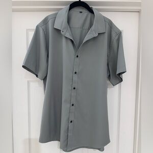 Gray Short Sleeve Button Down Shirt